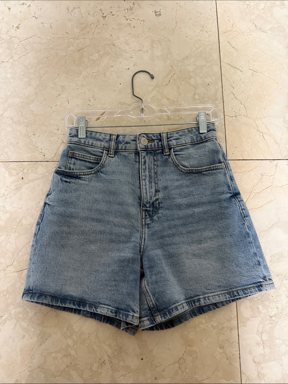 Zara Light Wash High-Waist Denim Shorts